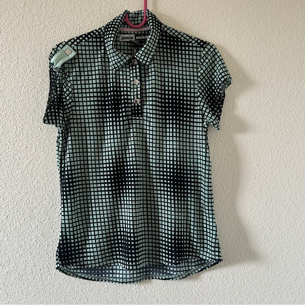 VTG Jamie Sadock Geometric Street Unique Pop Over Collard Shirt Women’s Small